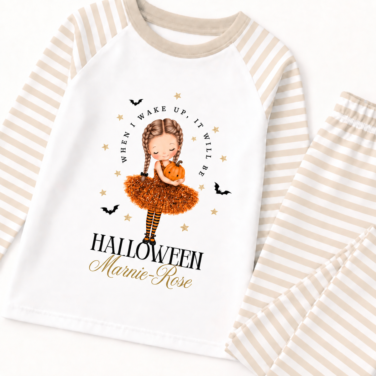 ✨PERSONALISED “When I wake up it will be Halloween PJ set🎃